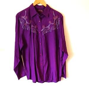 Vintage Gordon & James Purple Western Button Up Beaded Cowgirl Deadstock